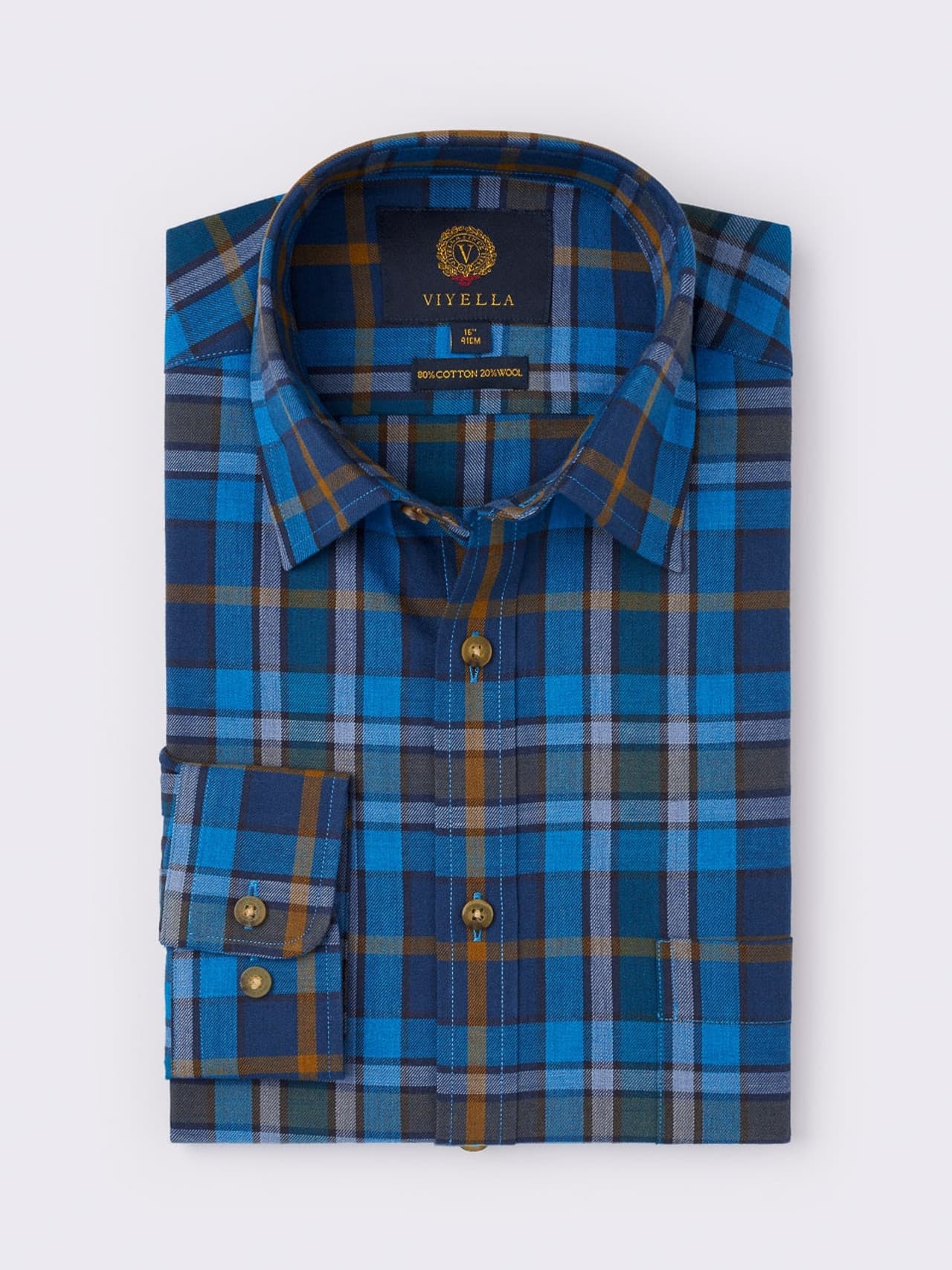 Blue Viyella Wool & Cotton Shirt
