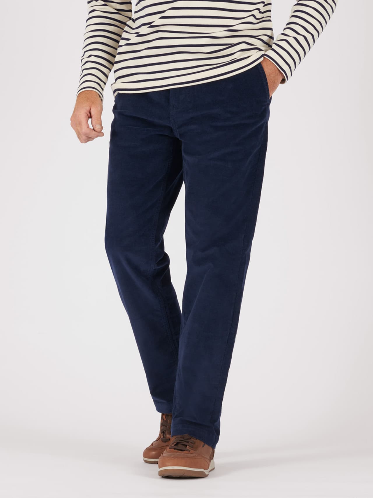 Navy Blue Corduroy Drawstring Waist Pants